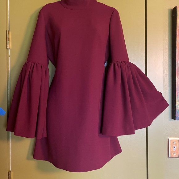 Nasty Gal Oxblood Bell Sleeve Mini Dress - Picture 2 of 9